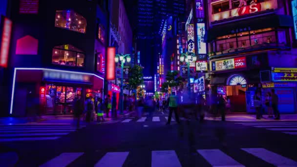 Een avond timeapse van de neon stad in Setagaya Tokio wijd — Stockvideo