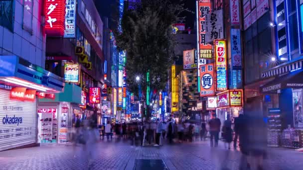 Een avond timeapse van de neon stad in Setagaya Tokio wijd — Stockvideo