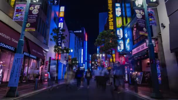Nocny timelapse neonowego miasta w Setagaya Tokio szeroko — Wideo stockowe