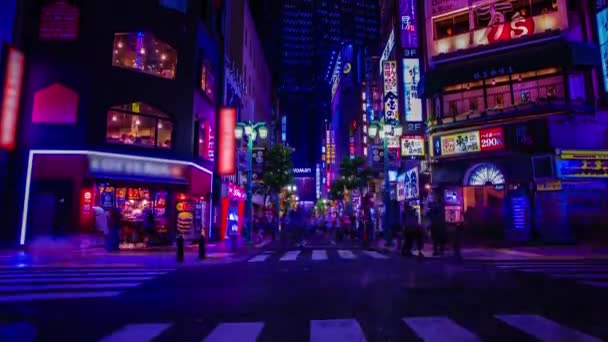 Een avond timeapse van de neon stad in Setagaya Tokio wijd — Stockvideo