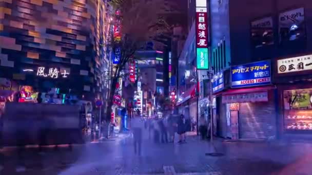 Noční doba neonového města v Setagaya Tokyo široká — Stock video