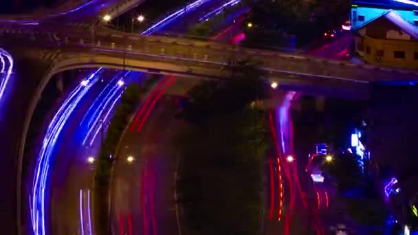 En natt timelapse av trafikstockning i Ho Chi Minh Vietnam hög vinkel långskott panorering — Stockvideo