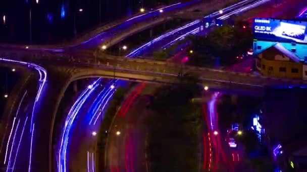 En natt timelapse av trafikstockning i Ho Chi Minh Vietnam hög vinkel långskott lutning — Stockvideo