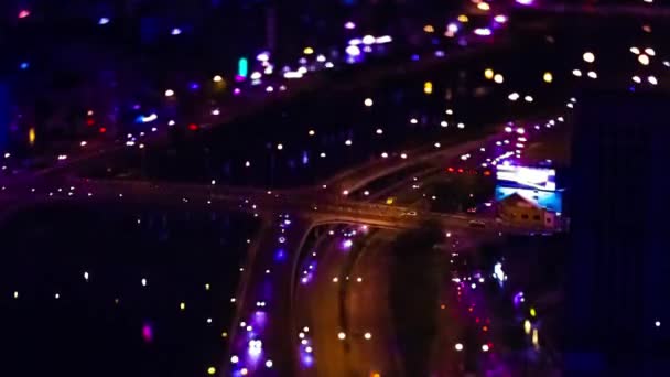 Ночной хронометраж миниатюрной пробки во Вьетнаме под высоким углом наклона наклона — стоковое видео