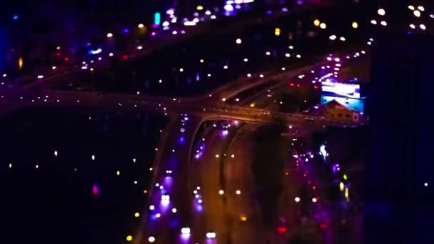 Ночной хронометраж миниатюрной пробки во Вьетнаме под высоким углом наклона наклона — стоковое видео