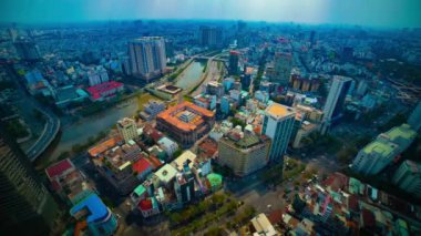 Ho Chi Minh yüksek açılı geniş açılı panoramik şehir manzarası