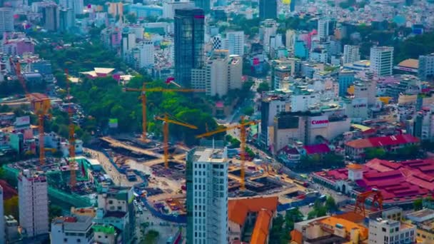 胡志明高倾角变焦区在建起重机的时间间隔 — 图库视频影像