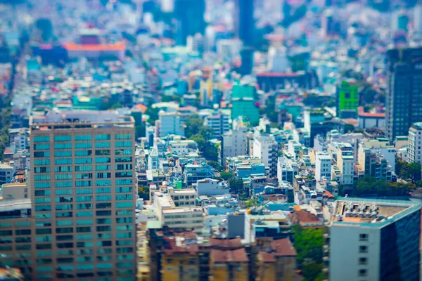 Miniaturowy miejski krajobraz w Ho Chi Minh wysoki kąt tiltshift — Zdjęcie stockowe