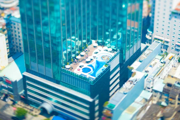 Un paesaggio urbano in miniatura ad angolo alto di Ho Chi Minh tiltshift — Foto Stock