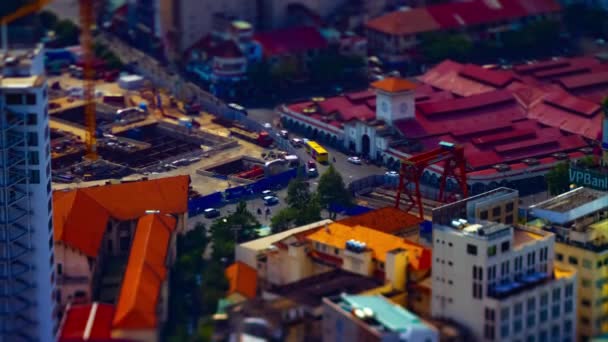 Временной график миниатюрной улицы на рынке Бен Тан в Хошимине, Вьетнам наклон наклона наклона — стоковое видео