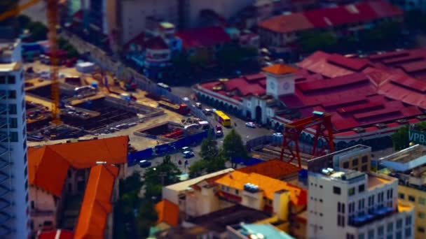 Uma timelapse da rua em miniatura no mercado Ben Thanh em Ho Chi Minh Vietnã tiltshift zoom — Vídeo de Stock