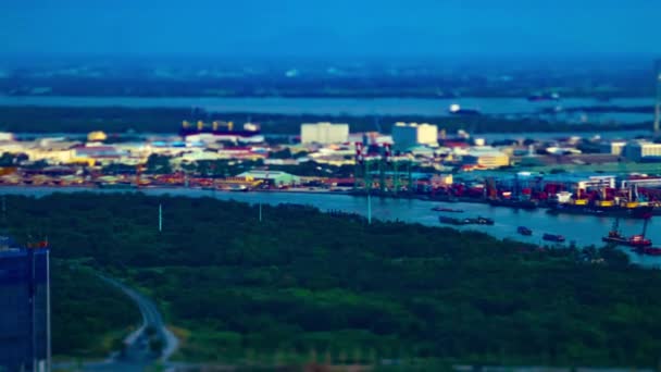 Timelapse of miniature cityscape at Saigon River in Ho Chi Minh high angle tiltshift zoom — стокове відео