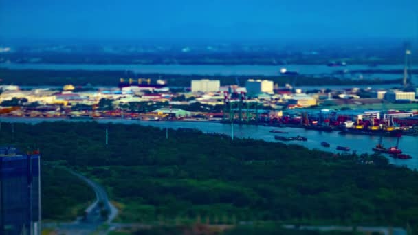 A timelapse of miniature cityscape at Saigon river in Ho Chi Minh high angle tiltshift — Stock Video