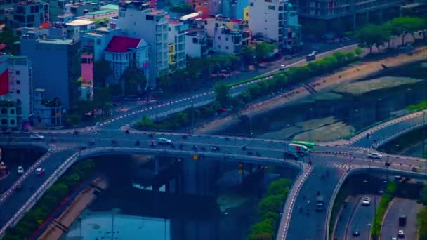 Un timelapse d'embouteillage à la ville animée de Ho Chi Minh angle élevé long shot — Video