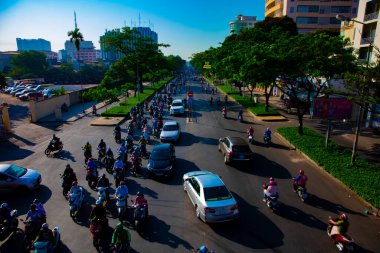 Ho Chi Minh 'de yoğun bir trafik sıkışıklığı var.
