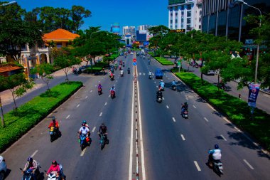 Ho Chi Minh 'de yoğun bir trafik sıkışıklığı var.