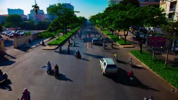 A timelapse of traffic jam at the busy town in Ho Chi Minh wide shot — Stock Video