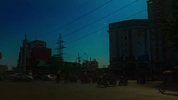 A timelapse of traffic jam at the busy town in Ho Chi Minh wide shot panning — Stock Video