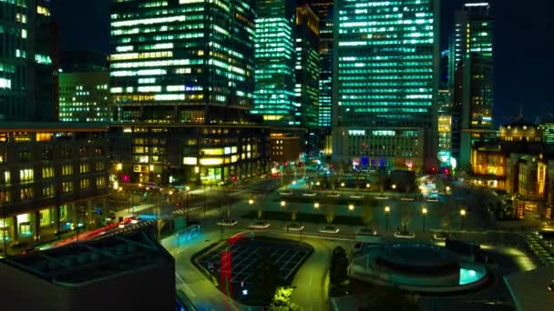 Tokyo istasyonunun önündeki şehir manzarasının zaman çizelgesi yakınlaştırması — Stok video