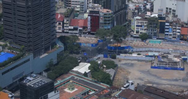 Un embouteillage près de la en construction à Ho Chi Minh angle élevé long shot — Video