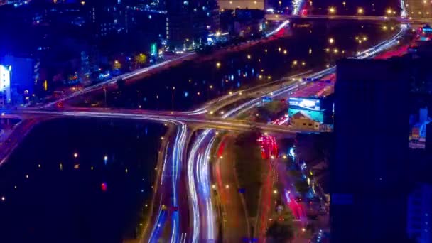 En natt timelapse av trafikstockning i Ho Chi Minh Vietnam hög vinkel långskott — Stockvideo