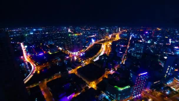 En natt timelapse av panoramatrafik jam i Ho Chi Minh Vietnam hög vinkel vidsträckt skott zoom — Stockvideo