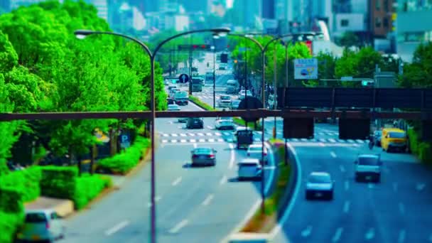 Un timelapse di strada cittadina in miniatura in viale Yasukuni a Tokyo inclinazione diurna — Video Stock