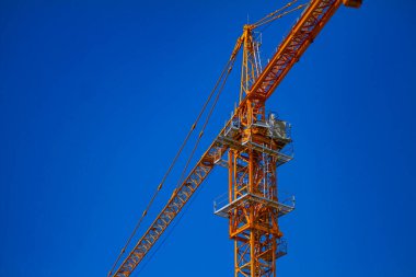 Crane, Ho Chi Minh Vietnam 'da inşaat halinde. Yakın plan.