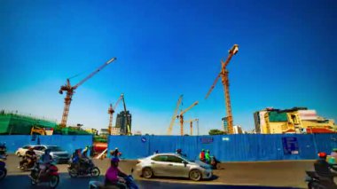 Ho Chi Minh Vietnam 'daki hareket halindeki vinçlerin zaman çizelgesi.