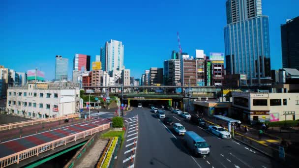 A timelapse of traffic jam at Iidabashi station in Tokyo daytime wide shot — Stock Video
