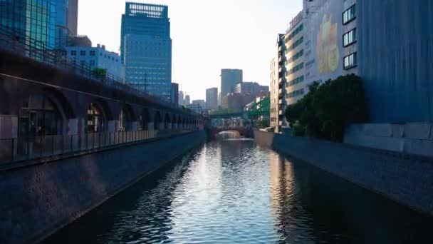 Uma cronologia do pôr-do-sol do rio na ponte Mansei, em Tóquio — Vídeo de Stock