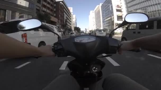 Tokyo 'daki Aoyama Bulvarı' nda bisiklet sürme bakış açısı — Stok video