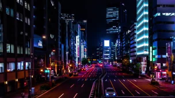 Нічний таймляпс міської вулиці в місті Аояма завдав удару по панорамі — стокове відео