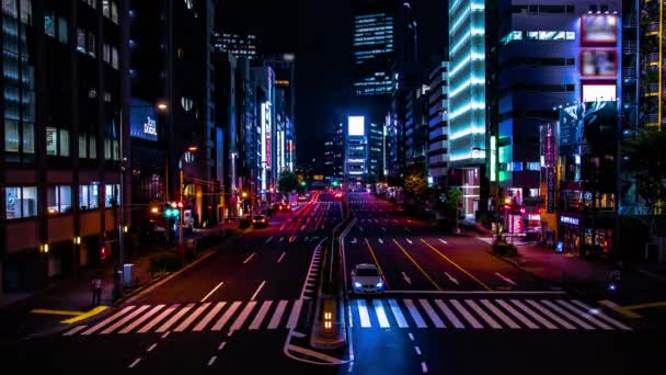 A night timelapse of the urban city street in Aoyama wide shot — Stock Video