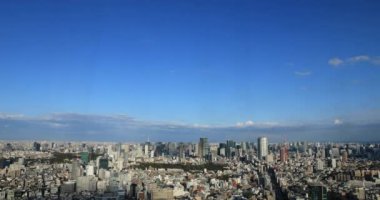 Tokyo 'nun şehir merkezinde panoramik bir şehir manzarası.