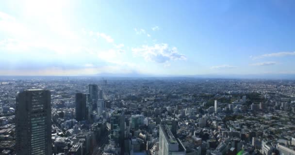Een panoramisch stadsgezicht op de stedelijke stad in Tokio breed schot — Stockvideo