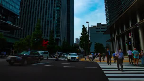 Ein Zeitraffer des Staus in der Geschäftsstadt in Tokio Weitwinkelzoom — Stockvideo