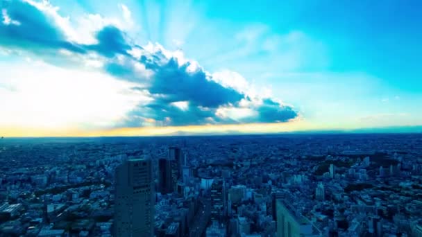Een timelapse van panoramisch stadsgezicht in Tokio hoge hoek brede shot zoom — Stockvideo