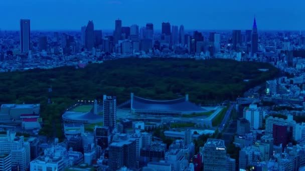 Ένα dusk timelapse του αστικού τοπίου στην αστική πόλη σε Shinjuku κατεύθυνση υψηλής γωνίας zoom — Αρχείο Βίντεο