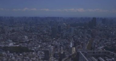 Tokyo yüksek açılı Ebisu bölgesinde panoramik bir şehir manzarası
