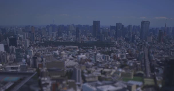 Uma paisagem urbana em miniatura na área de Roppongi em Tóquio ângulo alto — Vídeo de Stock