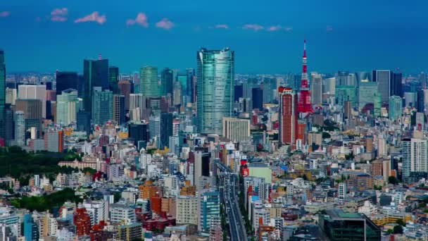Ein Zeitraffer des Stadtbildes im Bereich Roppongi in Tokio Weitwinkelschwenken — Stockvideo