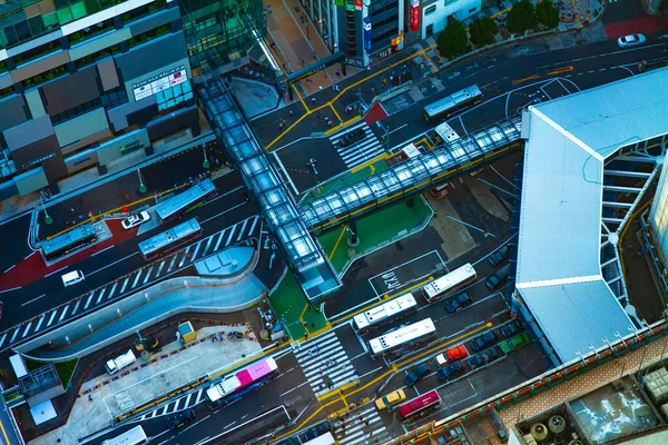 En korsning vid Shibuya i Tokyo hög vinkel långsökt — Stockfoto