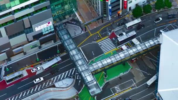 Een tijdspanne van de overtocht bij Shibuya in Tokio hoge hoek lange schot panning — Stockvideo