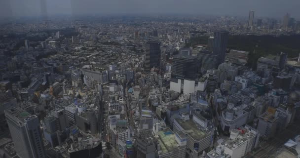 Uma paisagem urbana panorâmica na área de Shibuya em Tóquio ângulo alto — Vídeo de Stock