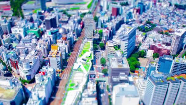 Uma cronologia da paisagem urbana em miniatura no parque Miyashita em Shibuya Tokyo zoom de alto ângulo — Vídeo de Stock