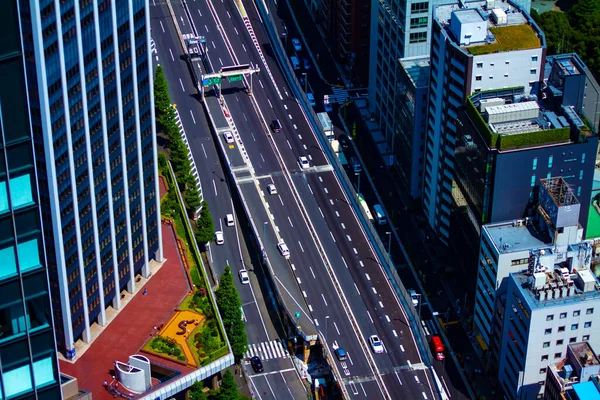En trafikstockning på motorvägen i staden Tokyo långsökt — Stockfoto