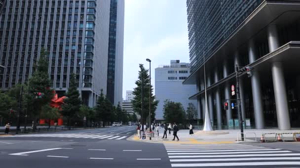 A traffic jam at the business town in Tokyo wide shot — Stock Video