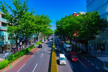 Tokyo 'da Omotesando Bulvarı' nda bir şehir manzarası.