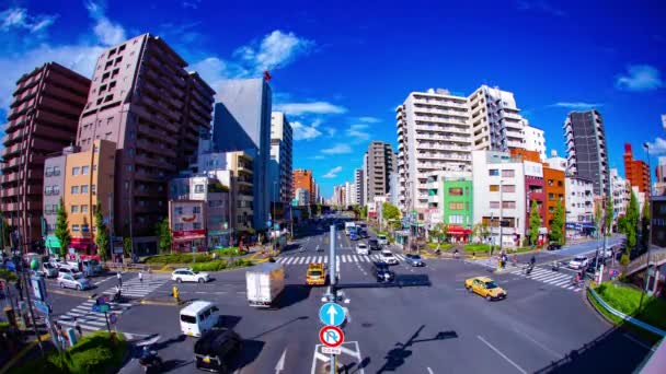 Un timelapse de la calle de tráfico en el centro de Tokio ojo de pez — Vídeo de stock
